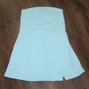 Womens American Eagle Light Blue Ribbed Stretch Cotton Strapless Dress Romper L